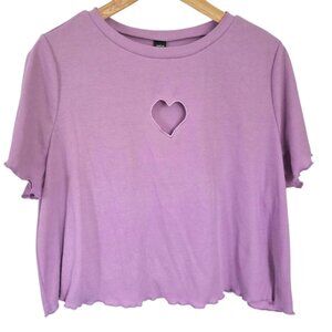 Shein Curve Purple Heart Cut Out Tee
